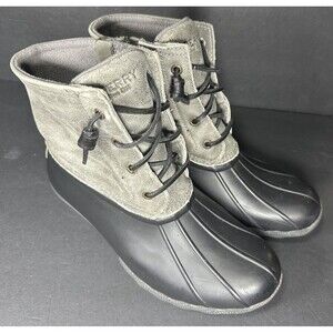 Sperry Saltwater Duck Boots Black Gray Women's Size 8.5